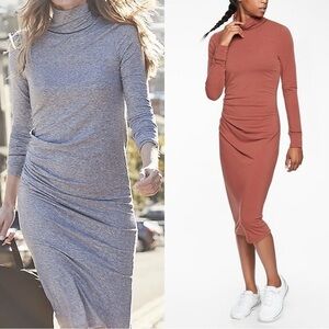 Athleta Weekday Industry Turtleneck Midi Active Dress | Light Gray | Size M